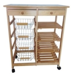 Verdulero Frutero Doble: 4 Cestas, 4 Baldas y 2 Cajones - Color Miel Oporto 4