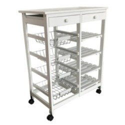 Verdulero frutero Doble 4 cestas 4 baldas y 2 cajones color blanco (Saldo)