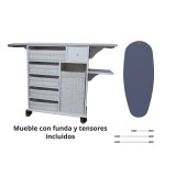 Mueble de Plancha Estoril Blanco Vintage + (Funda Elastica XXL Premiun Rayen + Tensores)