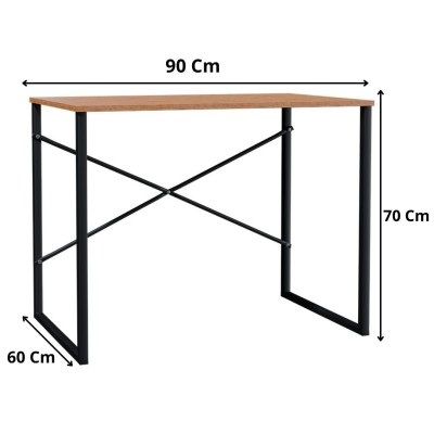 (SALDO) Mesa de Ordenador Estilo Industrial Color Nogal y Negro 90x60x70 Cm