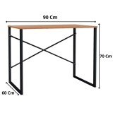 (SALDO) Mesa de Ordenador Estilo Industrial Color Nogal y Negro 90x60x70 Cm