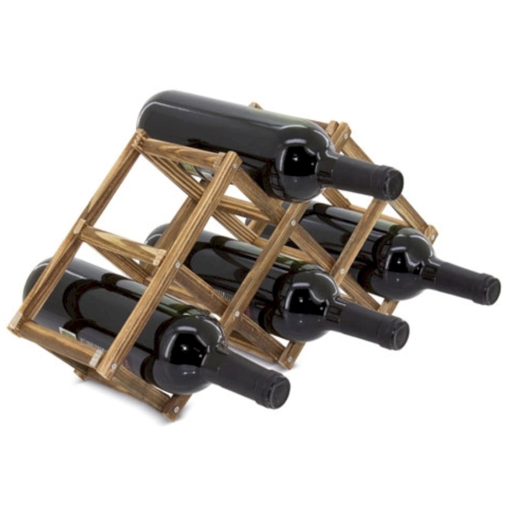 Botellero de Madera para 6 Botellas + Sacacorchos Profesional de Regalo, 46.30 X 24.00 X 15.00 cm