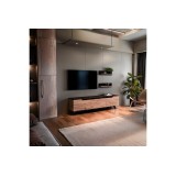Mueble TV Completo en Melamina Color Roble y Negro, 180x35x48.5 cm, con 2 Estantes