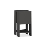 Mesilla de Noche Negro 1 Cajón, Puerta Abatible 30x30x55cm - Estilo Moderno