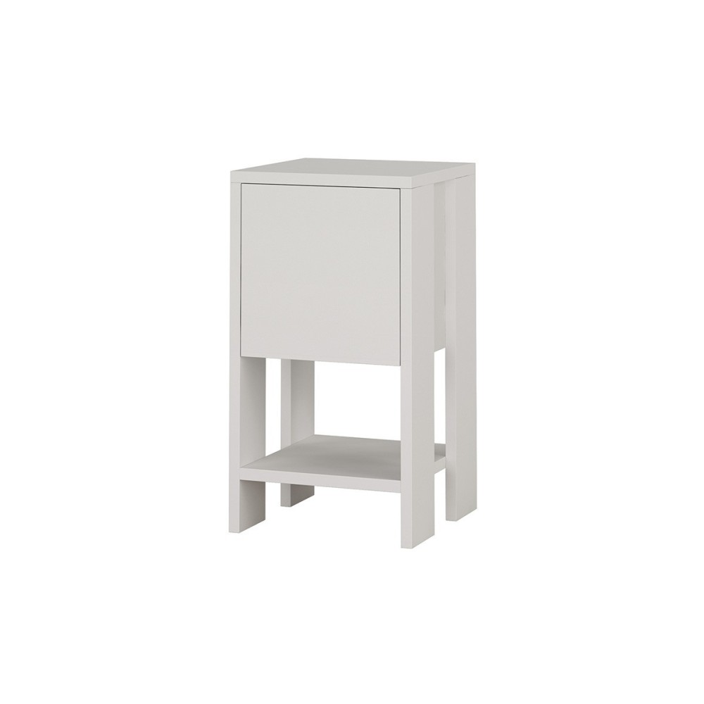 Mesilla de Noche Color Blanco 1 Cajón, Puerta Abatible 30x30x55cm - Estilo Moderno