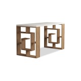 Mesa de Trabajo Color Roble y Blanco, 140x60x75cm - Espaciosa y Versátil