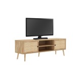 Mueble TV de Ratán en Color Natural 150x39x49 cm - 2 Puertas - Estilo y Durabilidad.