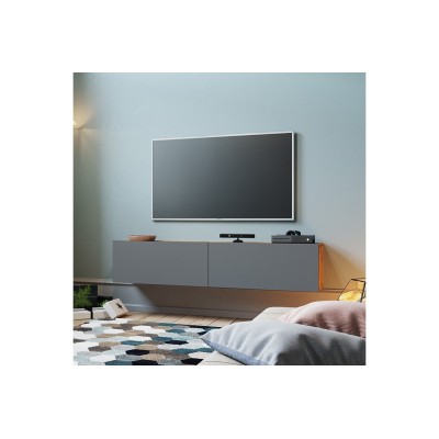 Mueble TV para Pared Color Antracita-Roble 140x31.5x29.5 cm - 2 Puertas Estilo Moderno.