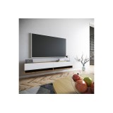 Mueble de TV de Pared Moderno Blanco-Roble - 180x31,5x29,5 cm - 2 Cajones y Estantes.
