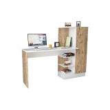 Escritorio con Estantes y Estantería, Color Blanco-Roble, 152.5x40x120cm