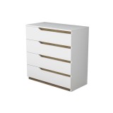 Cómoda de 4 Cajones Blanco y Nogal - 80x47x92 cm - Diseño Moderno.