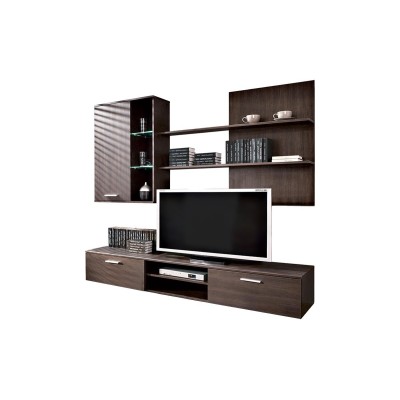 Composición para TV con Iluminación LED en Wenge, 200x41x190cm - Moderno y Espacioso para TV y Accesorios