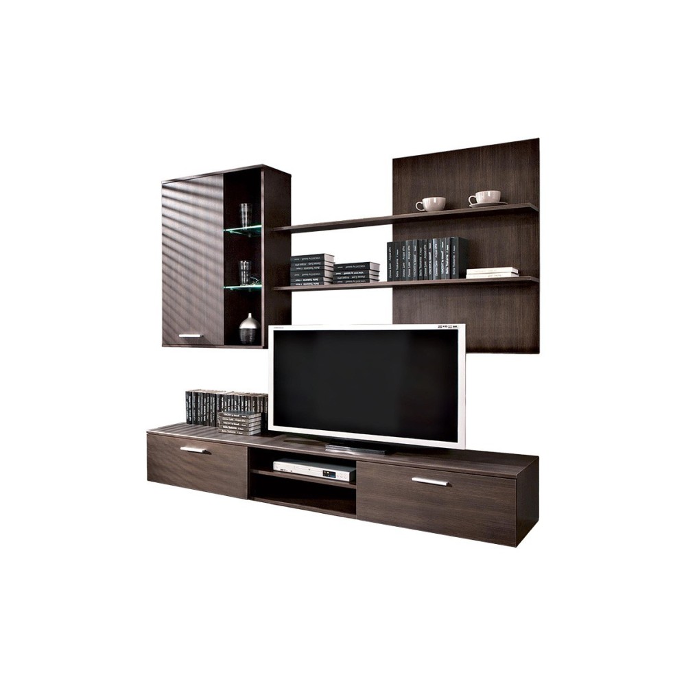 Composición para TV con Iluminación LED en Wenge, 200x41x190cm - Moderno y Espacioso para TV y Accesorios