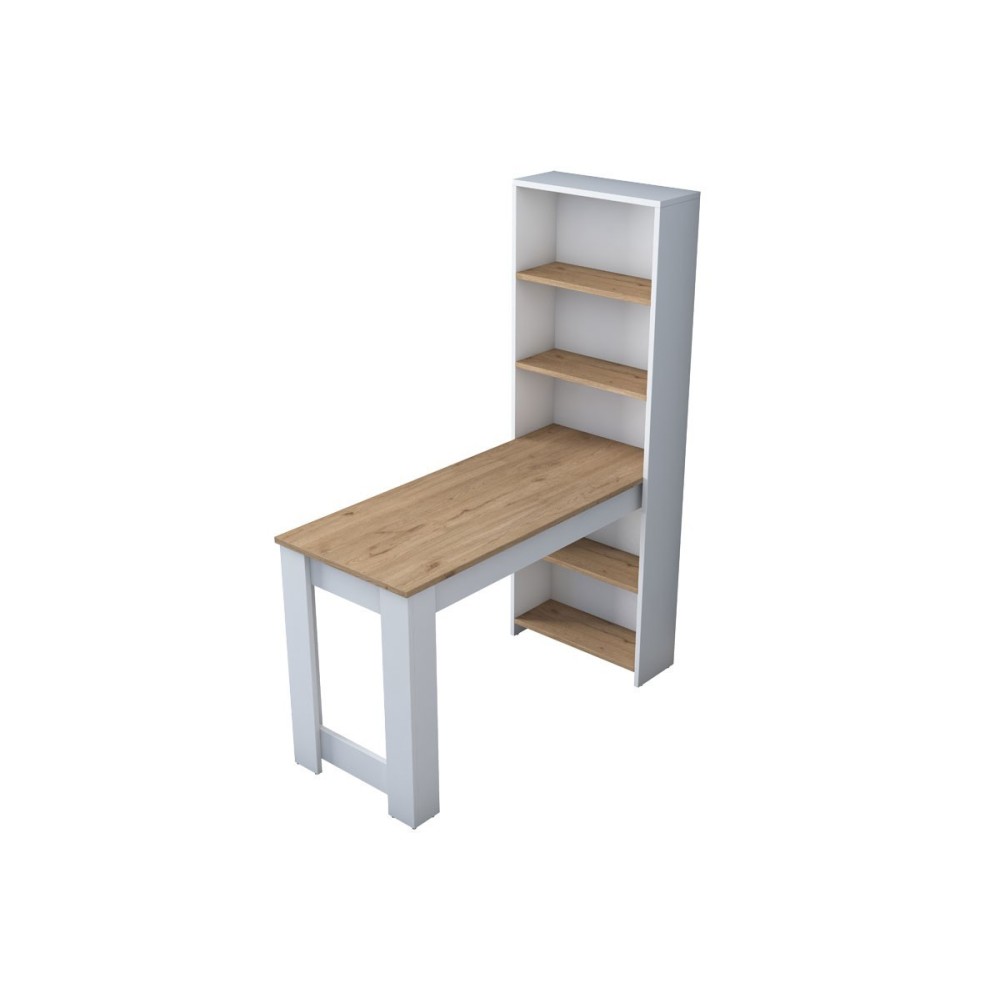 Mesa de Trabajo-Estantería Blanco y Cambria, 120x53,8x153,5cm - Espacio Amplio y Versátil