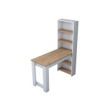 Mesa de Trabajo-Estantería Blanco y Cambria, 120x53,8x153,5cm - Espacio Amplio y Versátil