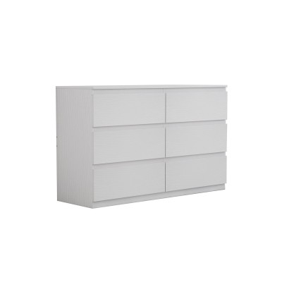Cómoda de 6 Cajones con Amplio Espacio de Almacenaje - Color Blanco - 120x40x75 cm - Mueble Moderno para Dormitorio.