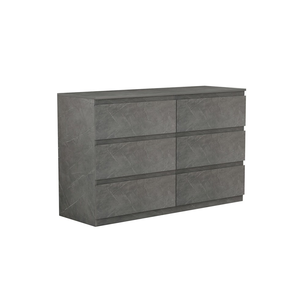 Cómoda de 6 Cajones con Amplio Espacio de Almacenaje - Mármol Gris - 120x40x75 cm - Mueble Moderno para Dormitorio.