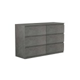 Cómoda de 6 Cajones con Amplio Espacio de Almacenaje - Mármol Gris - 120x40x75 cm - Mueble Moderno para Dormitorio.