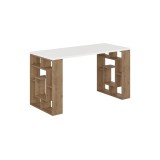 Mesa de Trabajo Color Nogal y Blanco, 140x60x75cm - Espaciosa y Versátil