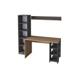 Mesa de Trabajo con Estantería, Antracita-Natural, 160x45x161.8 cm, Escritorio Moderno para Oficina y Estudio.