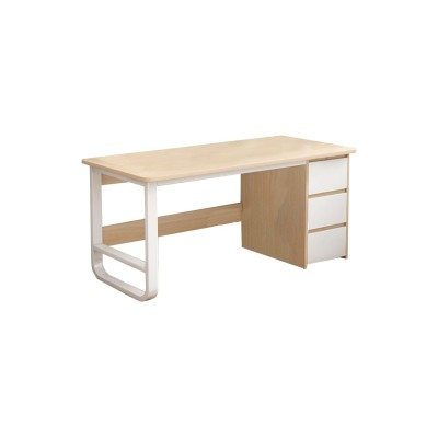 Escritorio de Oficina con 3 Cajones, MDF Natural y Blanco, 120x48x74cm - Moderno y Funcional