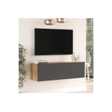 Mueble TV Moderno con Puerta en Melamina Color Antracita y Cambria 100x31.5x29.6cm - Diseño Elegante para Salón.
