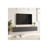 Mueble de TV de Pared moderno Antracita y Roble con 2 Cajones - 180x31.6x29.6 cm.