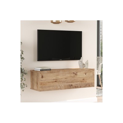 Mueble TV Moderno con Puerta en Melamina Color Madera 100x31.5x29.6cm - Diseño Elegante para Salón.