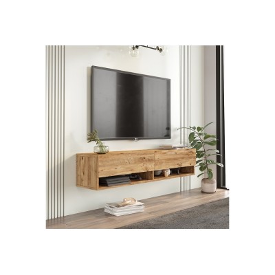 Mueble TV de Pared Color Roble 140x31.6x29.6 cm - 2 Puertas - Estilo Moderno y Funcional.