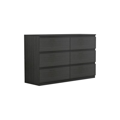 Cómoda de 6 Cajones con Amplio Espacio de Almacenaje - Color Wengue - 120x40x75 cm - Mueble Moderno para Dormitorio.