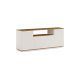 Buffet con 4 Puertas y Estantes en Melamina Blanco y Natural, 180x44.5x75 cm