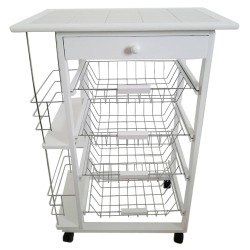 Carro Verdulero de Cocina con Botellero Lateral Blanco Oporto 57x37x82