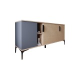 Buffet en Melamina Gris Oscuro y Roble, 180x40x78 cm, Diseño Moderno y Duradero