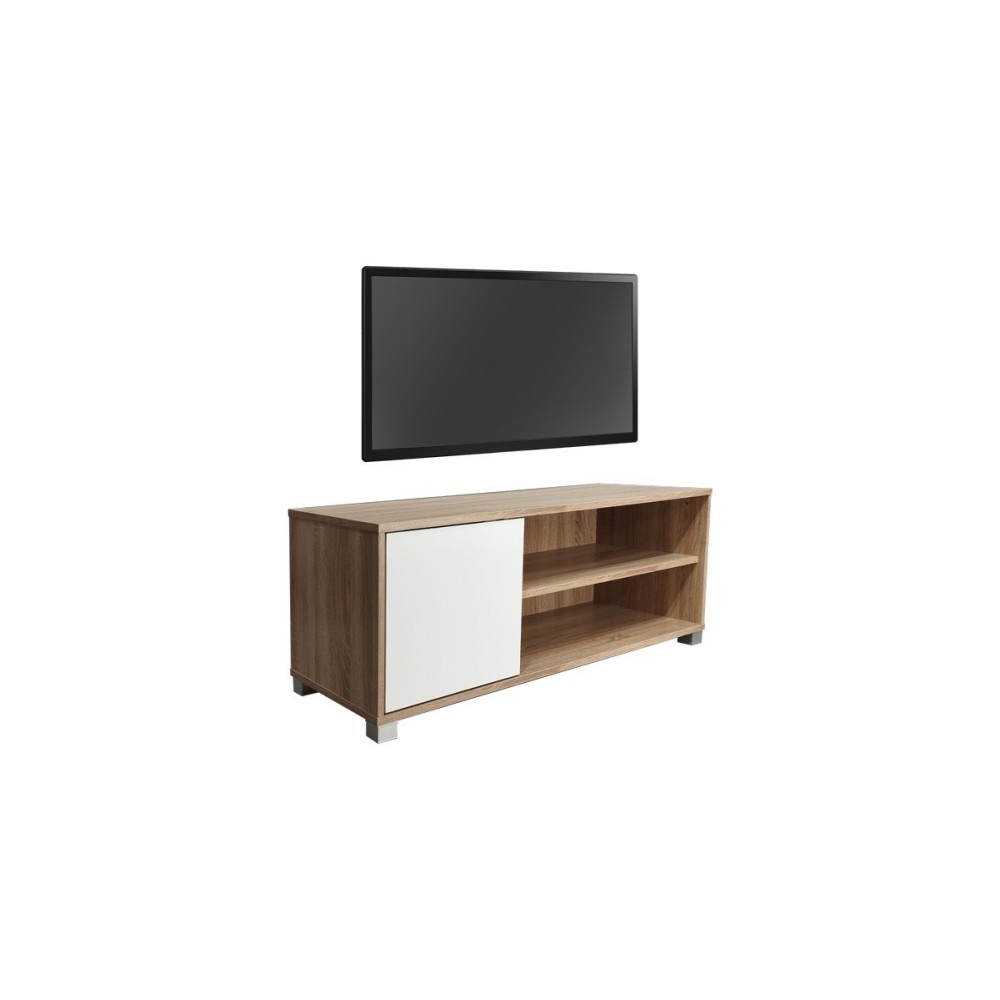 Mueble de TV en Melamina Cambria-Blanco 120x40x41cm - Diseño Elegante con Puerta y Estantes