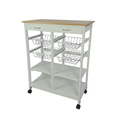 Verdulero Frutero Doble con Tapa de Bambú Color Miel