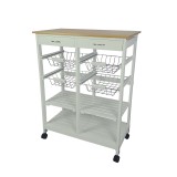 Verdulero Frutero Doble con Tapa de Bambú Color Miel