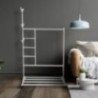 Perchero colgador multiusos con ruedas,  portatil, madera maciza color blanco