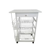 Carro Verdulero de Cocina con Botellero Lateral Blanco Oporto 57x37x82