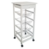 Verdulero Frutero de Cocina 4 Cestas y Cajón 37x37x85 Blanco