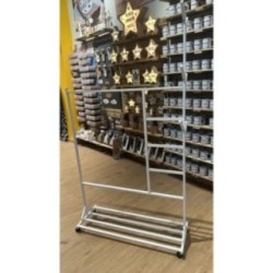 Perchero colgador multiusos con ruedas,  portatil, madera maciza color blanco