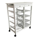 Verdulero frutero doble 4 cestas 4 baldas y 2 cajones color blanco 85x37x67