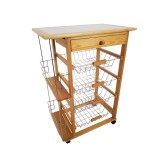 Carro Verdulero de Cocina con Botellero Lateral 57x37x82 Color Miel Oporto 5 - ¡Organiza tu Cocina!