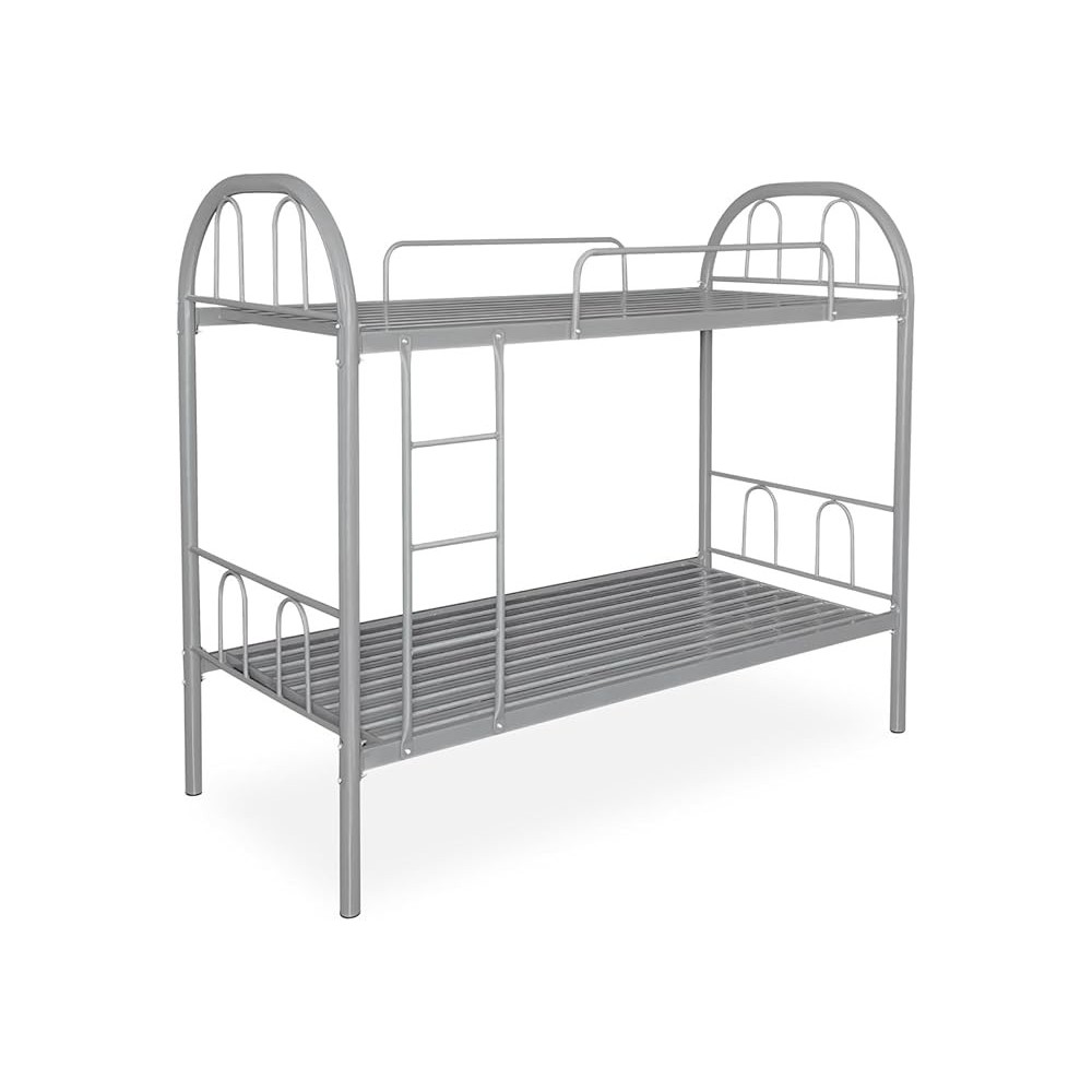 Litera Metálica Reforzada con Barandilla y Escalera - Estructura Tubular - Acero aleado - Color Gris - 90x190 Cm