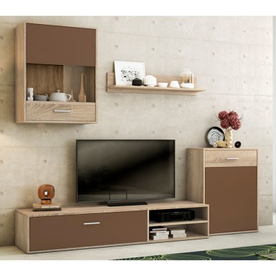 Meyvaser, Conjunto de muebles de salón 220 cm Color cambrian y Chocolate , muebles de salón.