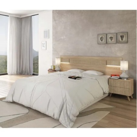 Conjunto Cabecero y 2 Mesitas – Color Puccini-Textil | Estilo Moderno