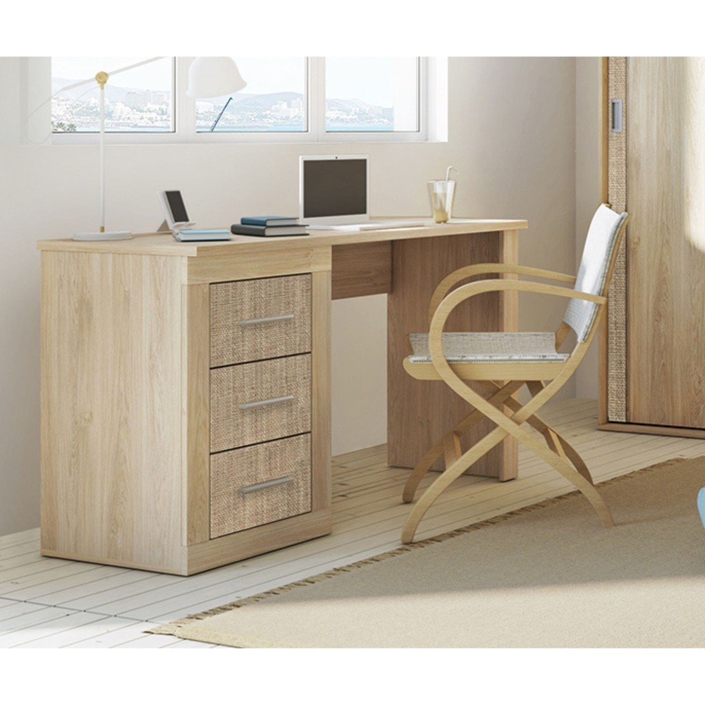 Escritorio Moderno de 3 Cajones - Acabado Puccini Textil de Alta Calidad - 120 cm de Ancho, 50 cm de Fondo, 72 cm de Alto