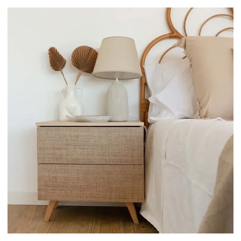 Conjunto Cabecero y 2 Mesitas – Color Puccini-Textil | Estilo Moderno