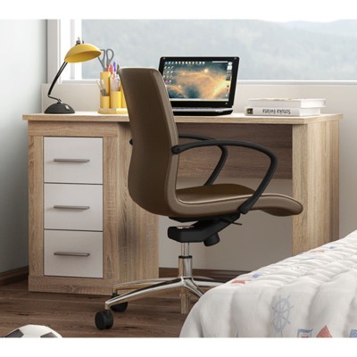 Escritorio Moderno de 3 Cajones - Acabado Cambria Blanco de Alta Calidad - 120 cm de Ancho, 50 cm de Fondo, 72 cm de Alto