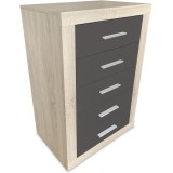 Sinfonier 5 Cajones, Cómoda, Acabado en Cambria y Grafito/ 60 cm (Largo) x 106,5 cm (Alto) x 39,6 cm de (Fondo)