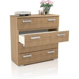 Cómoda 4 Cajones, Color Puccini - Textil, Medidas: 89 cm (Largo) x 89,6 cm (Alto) x 39,6 cm de (Fondo) - Meyvaser